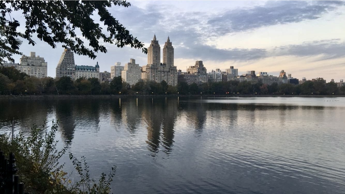 A view of the Upper West Side from across the Jackie O. reservoir