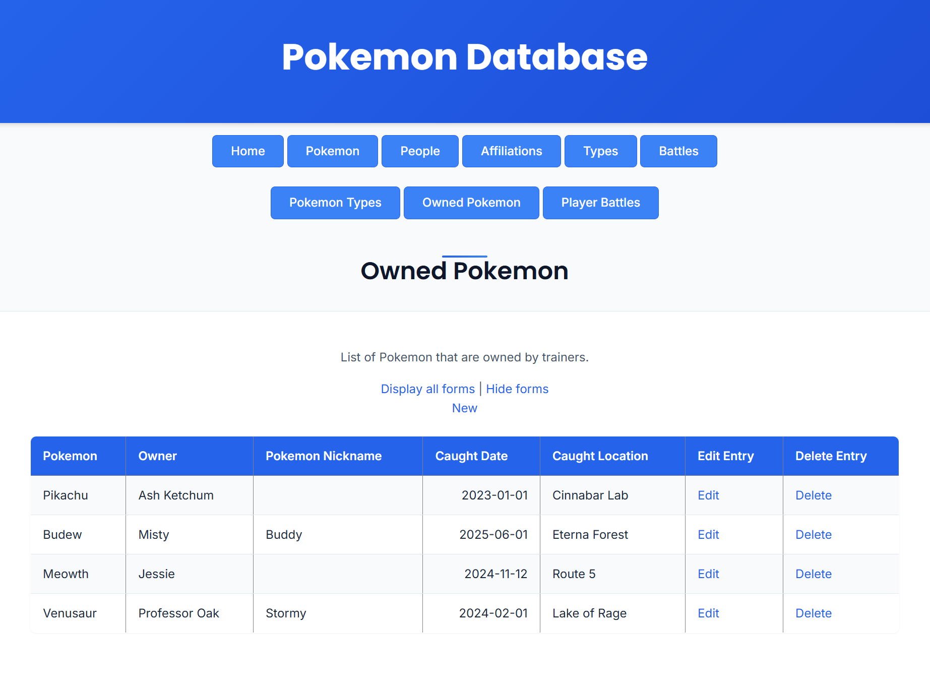 A picture of the Pokemon Database
